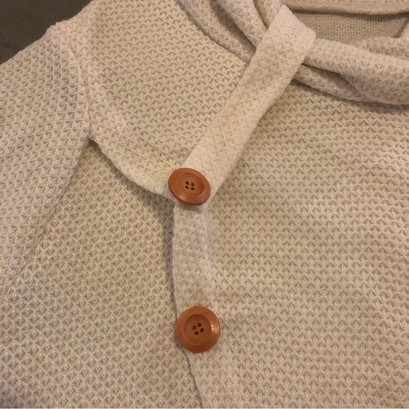 Turtleneck /Cowl Neck Sweater, Long, with Button Detail, Cream, Women’s … - Picture 5 of 5